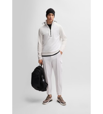 BOSS Regular fit jumper with adjustable collar   white