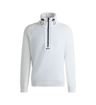 BOSS Regular fit jumper with adjustable collar   white