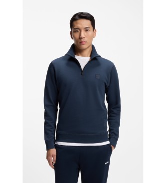 BOSS Sweatshirt Fleece Zip Neck Navy