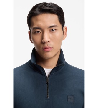 BOSS Sweatshirt Fleece Zip Neck Navy