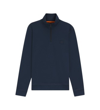 BOSS Sweatshirt Fleece Zip Neck Navy