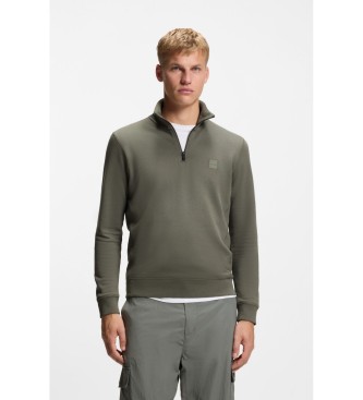 BOSS Sweater Fleece Katoen Groen