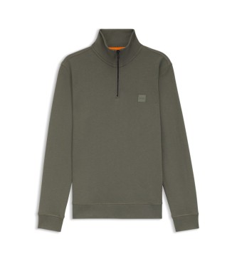 BOSS Sweater Fleece Katoen Groen