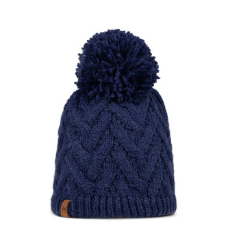 Buff Beanie van breiwerk en fleece Caryn blauw