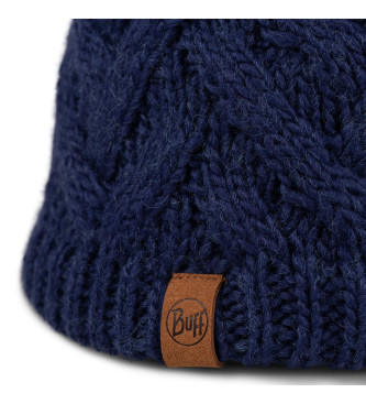 Buff Beanie van breiwerk en fleece Caryn blauw