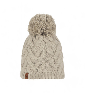 Buff Beanie van breiwerk en fleece Caryn beige