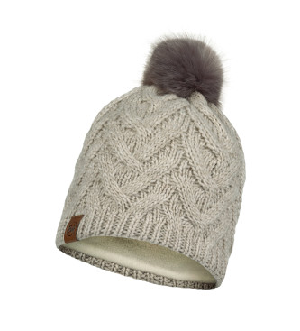 Buff Beanie van breiwerk en fleece Caryn beige