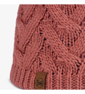 Buff Beanie van breiwerk en fleece Caryn roze