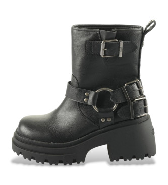 Buffalo Botines de piel Bravr Biker negro