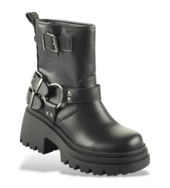 Buffalo Bravr Biker bottines en cuir noir