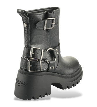 Buffalo Bravr Biker botins em pele preto