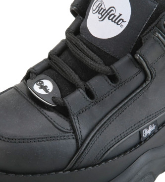 Buffalo Sneakers London in pelle nera - Altezza plateau: 6 cm-