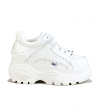 Buffalo Low leather trainers with white platform