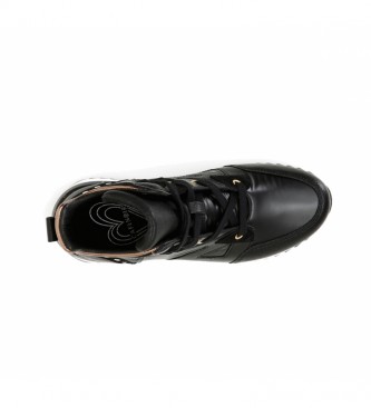 CAF NOIR Botas de couro preto para tornozelo Tronchetto -Cunha de altura: 5cm