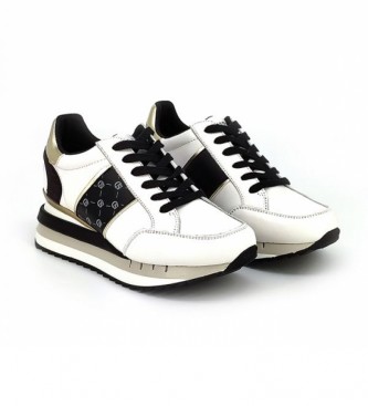 CAFÉ NOIR Allacciata white leather sneakers -Height wedge: 5cm