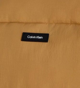 Calvin Klein Gewatteerde jas bruin gerimpeld nylon