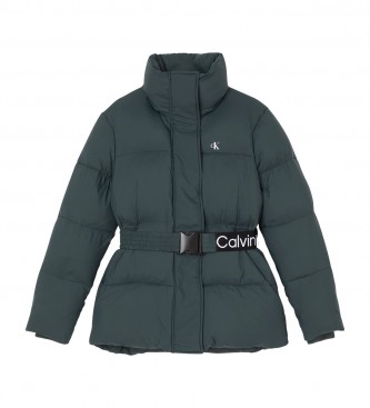 Calvin Klein Plumn coat with gray-green waist belt