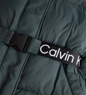 Calvin Klein Plumn coat with gray-green waist belt