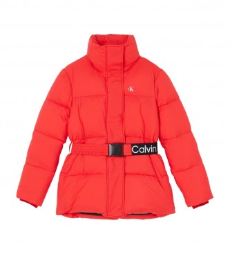 Calvin Klein Jeans Plumn coat with red belt