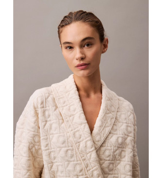 Calvin Klein Quilted bathrobe with beige logo