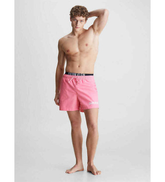 Calvin Klein Plavalni kostum kratek z dvojnim pasom roza