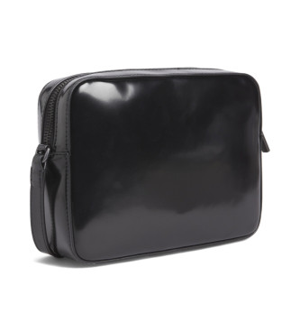 Calvin Klein Bolsa de ombro em couro envernizado preto