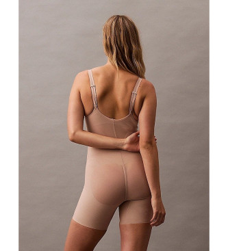 Calvin Klein Shapewear bodysuit med ppen halsringning - Stay Put Mesh beige