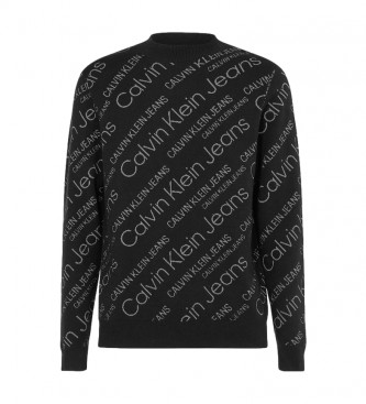 Calvin Klein Sweatshirt emoldado emendado Pescoço Preto da tripulação 