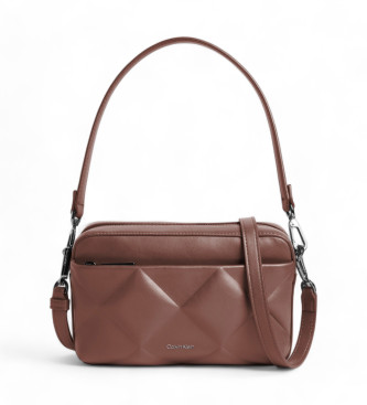 Calvin Klein Borsa a tracolla imbottita con patta marrone