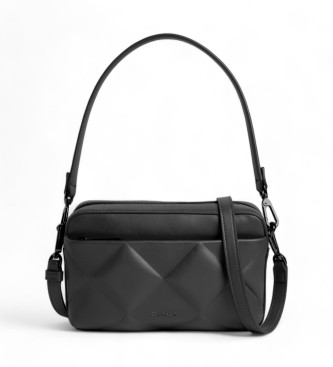 Calvin Klein Polstret skuldertaske med flap, sort