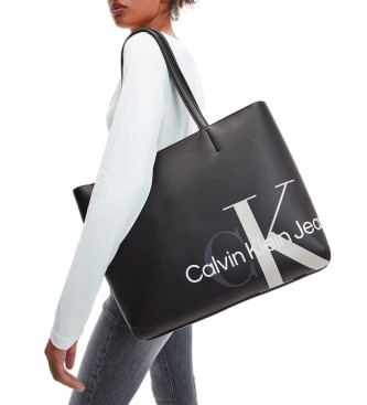 Calvin Klein Borsa nera Shopper scolpita -30x41x13cm-