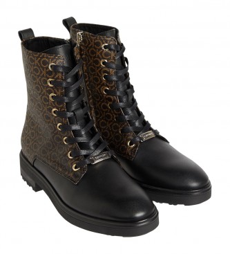Calvin Klein Leather boots Cleat Biker brown