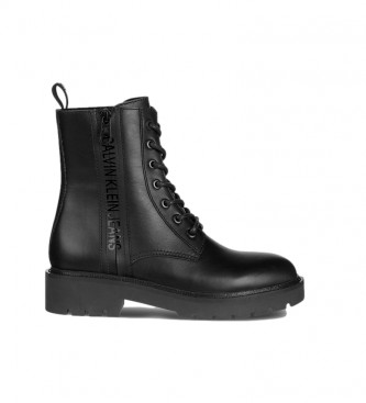 Calvin Klein Leather boots Combat Mid black