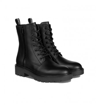 Calvin Klein Leather boots Combat Mid black