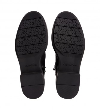 Calvin Klein Botas de couro de combate de sola de borracha preto