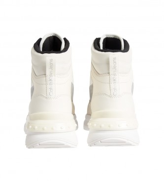 Calvin Klein Jeans Chunky Runner Laceup High Leather Ankle Boots Su white