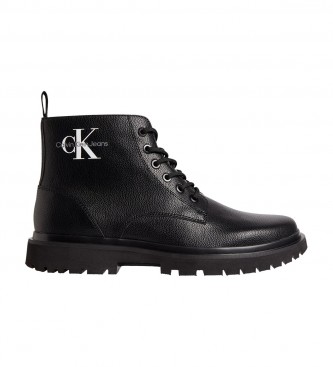 Calvin Klein Lug Mid Laceup leather ankle boots black