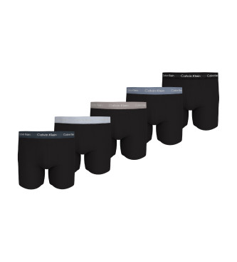 Calvin Klein Lot de 5 caleons longs et amples en coton stretch noir