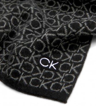 Calvin Klein Sciarpa Jacquard Monogram Reverso nera