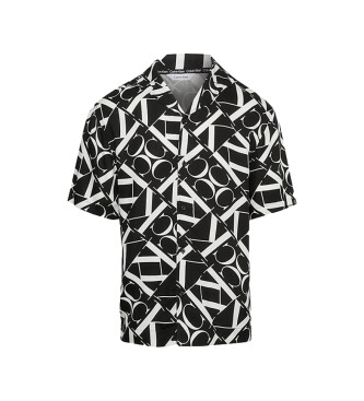 Calvin Klein Camicia da spiaggia stampata con monogramma nero