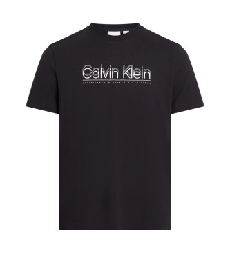 Calvin Klein T-shirt Nera con Doppio Logo