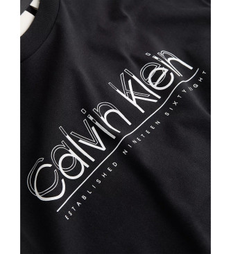 Calvin Klein T-shirt Nera con Doppio Logo