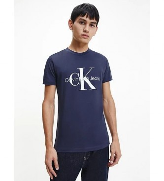 Calvin Klein T-shirt slim con monogramma blu navy