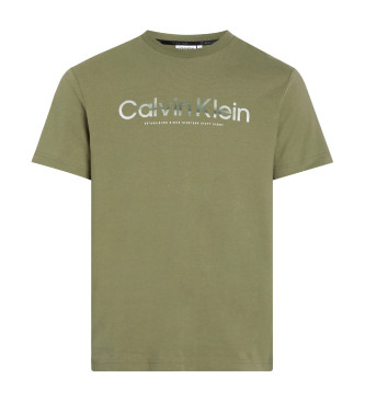 Calvin Klein Koszulka z logo Diffused zielona