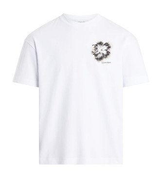 Calvin Klein T-shirt bianca con fiore notturno ricamato