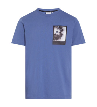 Calvin Klein T-shirt com grfico de flores emolduradas azul