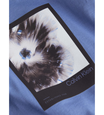 Calvin Klein T-shirt grafica con fiori incorniciati blu