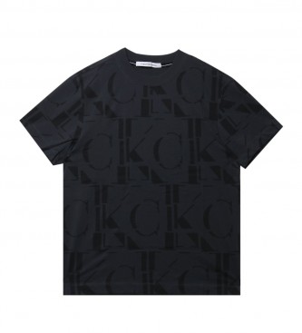 Calvin Klein T-shirt Loose Fit Con Logo All Over nera