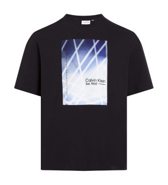 Calvin Klein Linear-Grafik-Interlock-T-Shirt schwarz