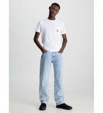 Calvin Klein Jeans Monogramm und Taschen-T-Shirt wei